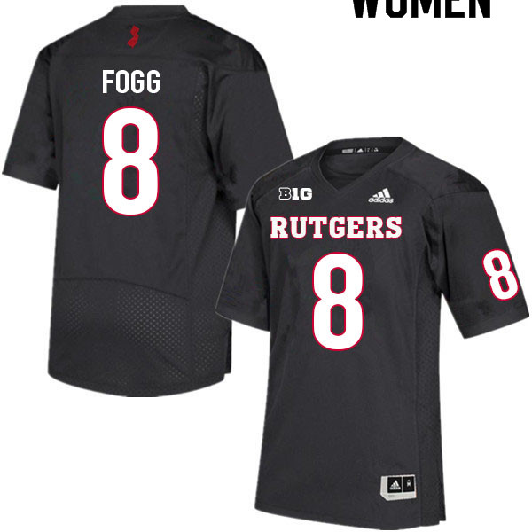 Women #8 Tyshon Fogg Rutgers Scarlet Knights College Football Jerseys Sale-Black